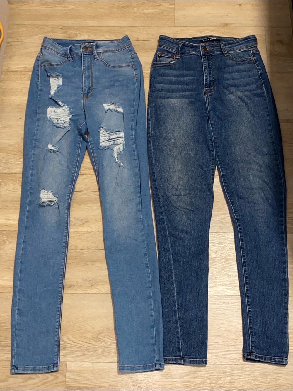 Fashion Nova Skinny Jeans Bundle - Dark Denim & Light Distressed Blue